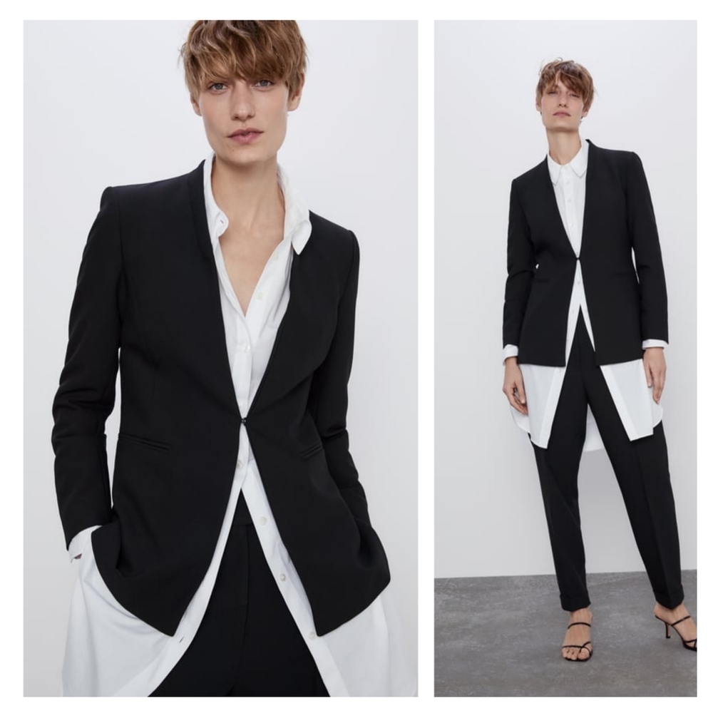 Black Women's Single-hook Tailored Blazer